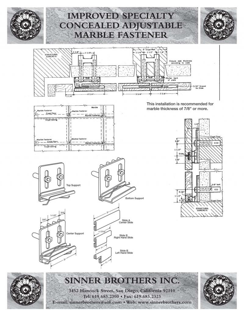 Adj Marble Fastener